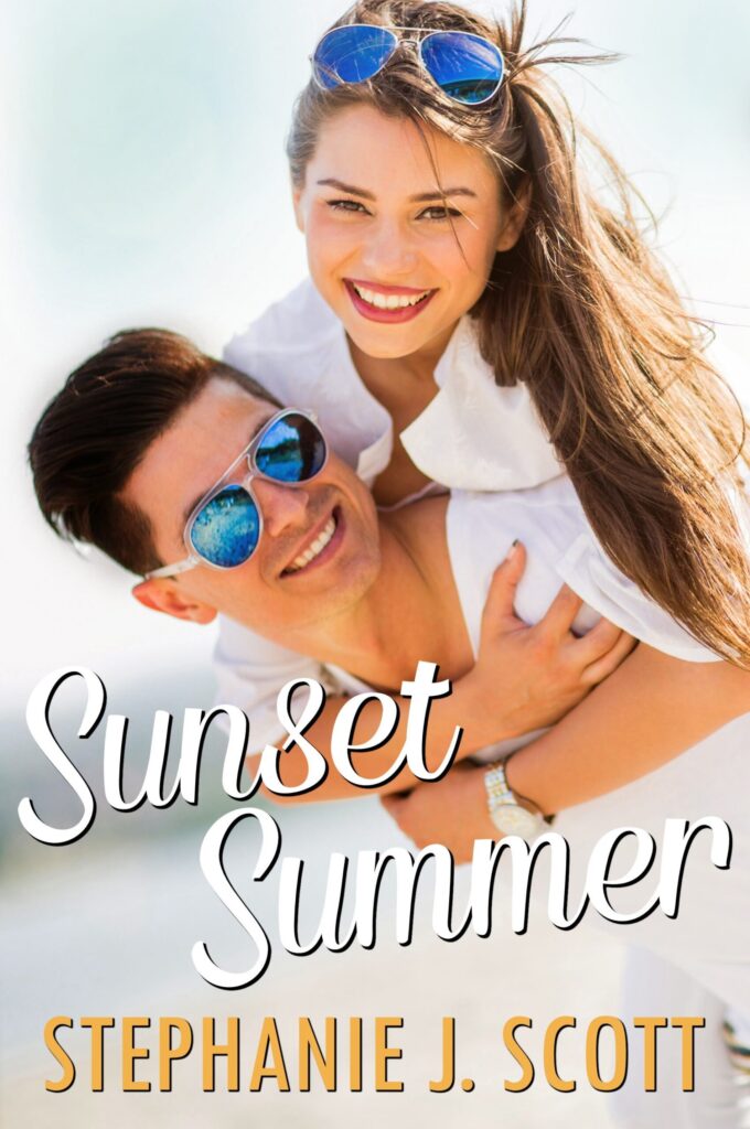 sunset summer book cover; a guy carrying a girl on his back