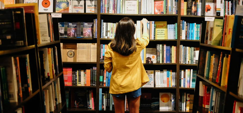 girl in bookstore