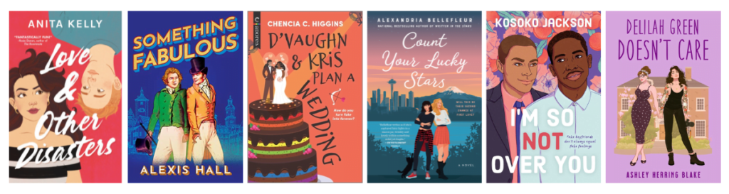 book covers of love and other disasters, something fabulous, d'vaughn and kris plan a wedding, count your lucky stars, i'm so not over you, delilah green doesn't care
